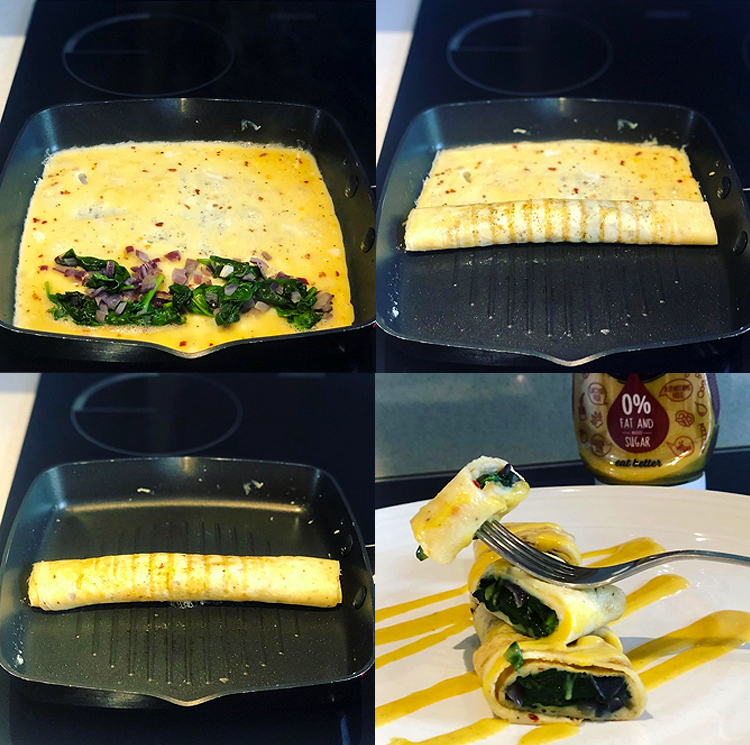 Spinach Egg Rolls in stages